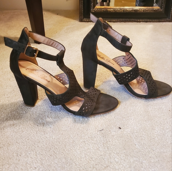 Bella Luna Green Chunky Heeled Sandals Size 9 - Picture 3 of 7